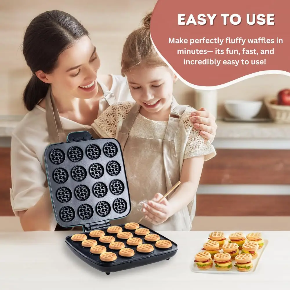 16홀 와플 메이커, 빠른 가열 논스틱 표면 소형 와플 - Mini Waffle Maker Machine 리뷰 및 가격