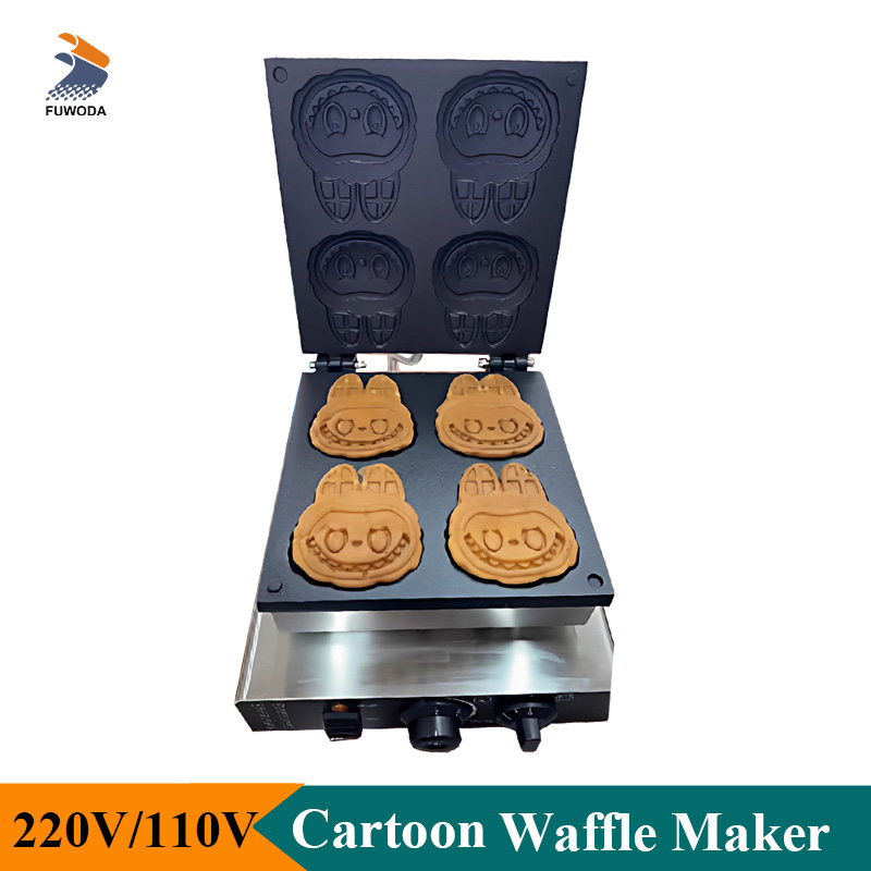 전문 만화 모양 와플 제조기 전기 4개 와플 빵 메이커 - Mini Waffle Maker Machine 리뷰 및 가격