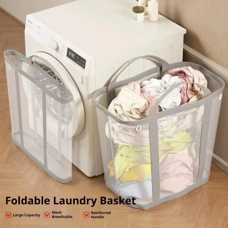 메쉬 세탁 바구니 손잡이가 있는 나일론 통기성 접이식  - Laundry 리뷰 및 가격